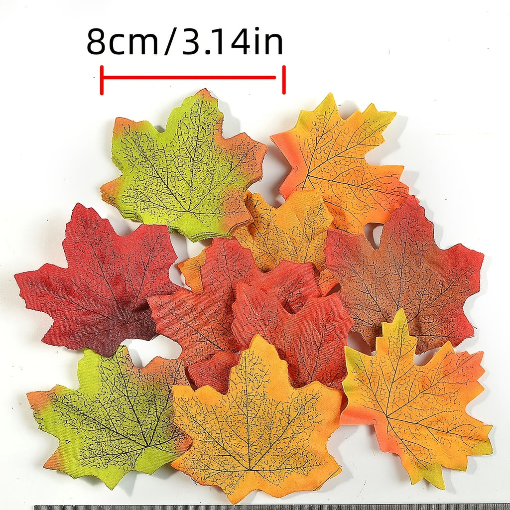 Artificial Maple Leaves for Fall Table Decor and DIY Wreath Crafts, Listed 3.14-Inch Decorative Leaves in Green and Mixed-Color Bundle Options