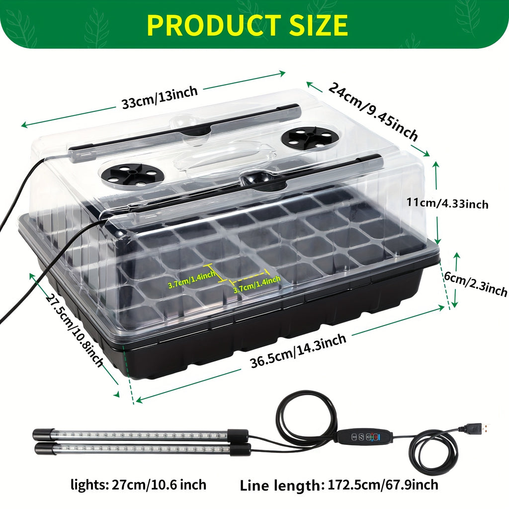 Seed Starter Tray Kit with Listed 96 Cells, Grow Light and Humidity Dome, M-2Set Self-Watering Model with Timer and Ten-Level Brightness for Indoor Seedling Projects