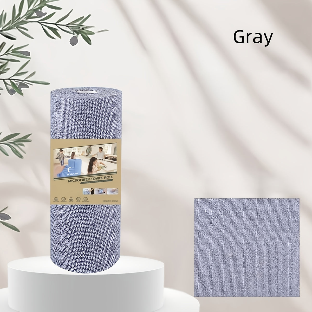 Reusable Paper Towel Roll with 50 Microfiber Cleaning Sheets, 170 GSM Woven Kitchen Dish Cloths for Everyday Household Wiping and Scrubbing