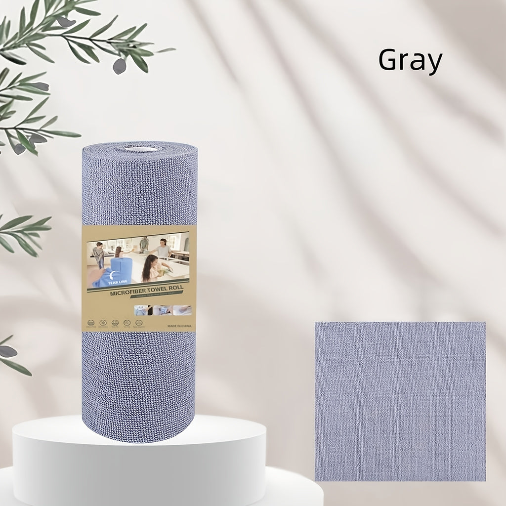 Reusable Paper Towel Roll with 50 Microfiber Cleaning Sheets, 170 GSM Woven Kitchen Dish Cloths for Everyday Household Wiping and Scrubbing
