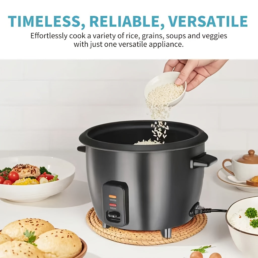 Mini Rice Cooker by Dezin, Black 1.5 Qt Electric Rice Pot with 3-Cup Uncooked and 6-Cup Cooked Capacity, One-Touch Operation and Automatic Keep Warm