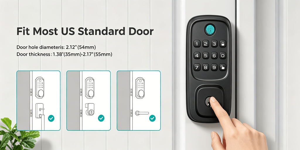 Fingerprint Keyless Entry Door Lock, Zinc Alloy Keypad Deadbolt with Listed 100 Codes, App Control and Two Keys, WiFi or Silver Handle Package Options