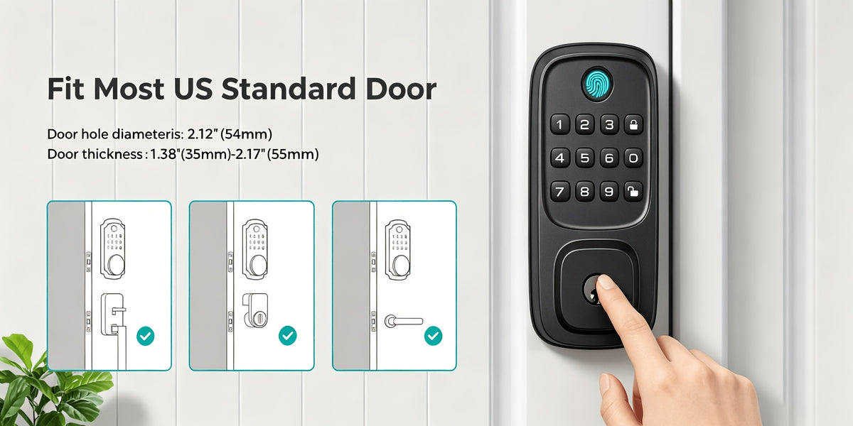 Fingerprint Keyless Entry Door Lock, Zinc Alloy Keypad Deadbolt with Listed 100 Codes, App Control and Two Keys, WiFi or Silver Handle Package Options