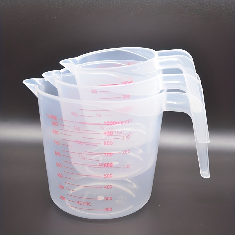 Nesting Measuring Cup Set, Three-Piece Kitchen Measuring Tools with Listed 250ml, 500ml and 1000ml Capacities for Metric Recipes and Home Baking Preparation