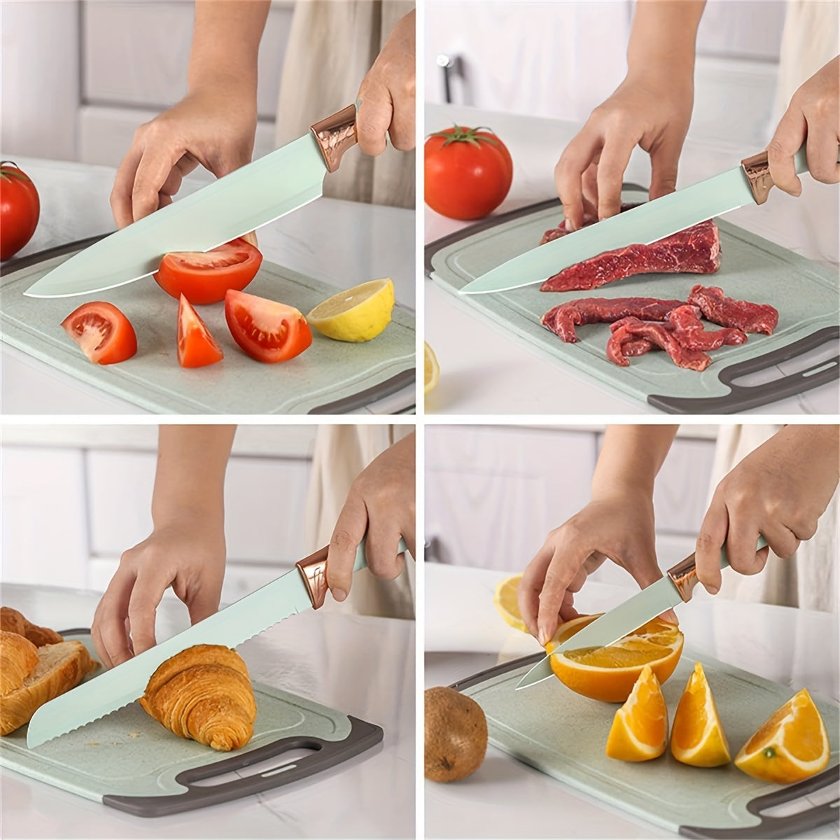 Cooking Utensil and Knife Set for Home Kitchen Preparation, Multiple Color Choices with Selected Pink or Black Square-Barrel and Gift Box Options