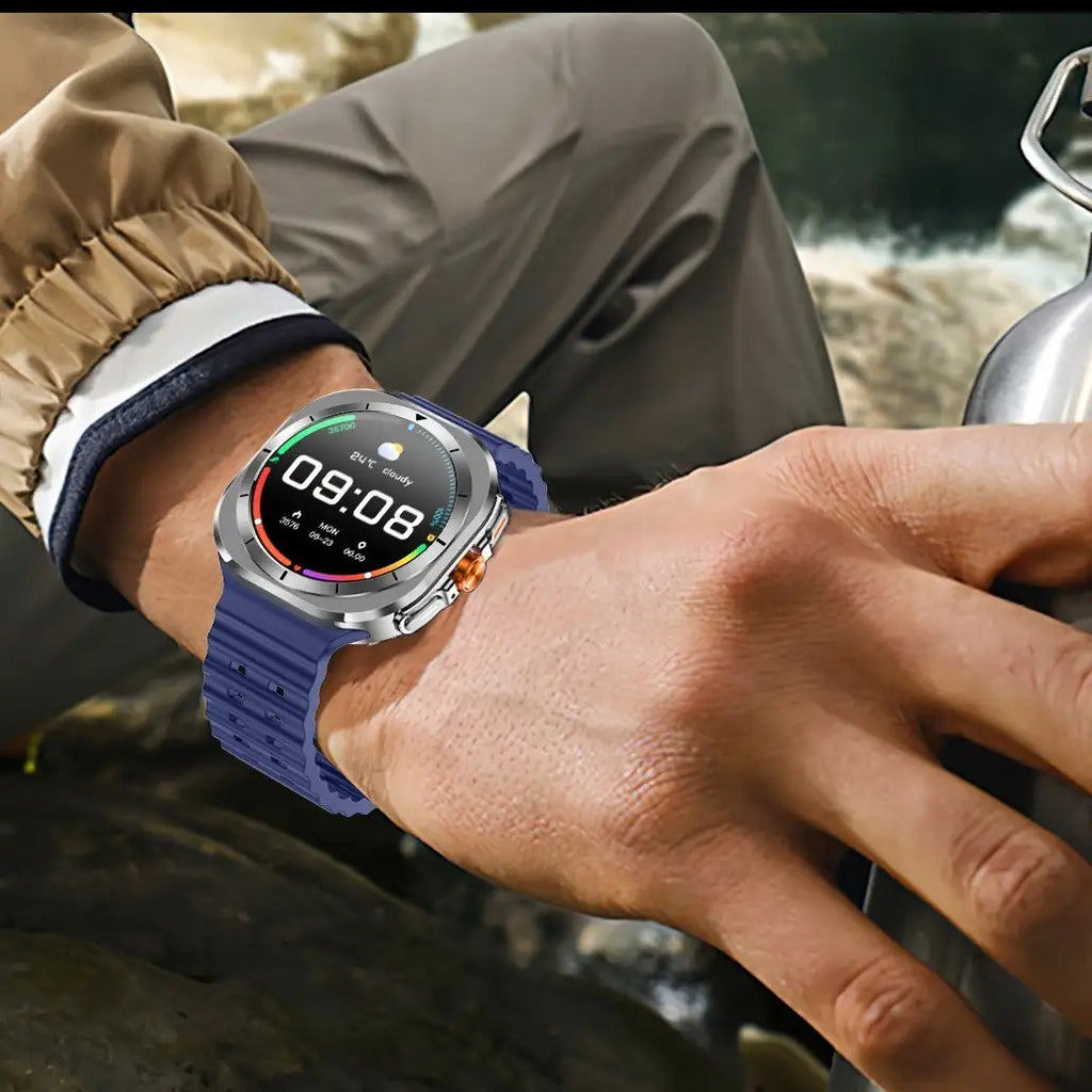 Wireless Calling Smartwatch with Customizable Watch Faces, Listed 100 Modes and Voice Assistant, Orange, Black, White or Blue Watch for Everyday Activity Tracking