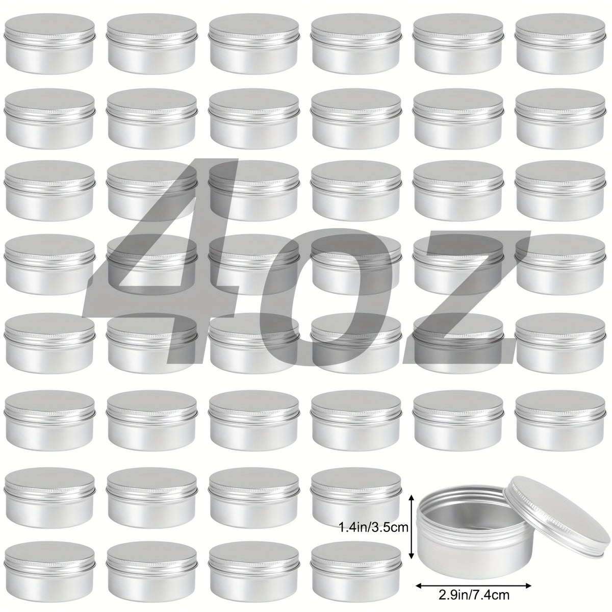 Aluminum Tins with Screw Lids, Round Refillable Metal Storage Containers in 45-Pack 4oz or 60-Pack 2oz Options for Craft and Sewing Supply Organization