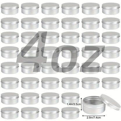 Aluminum Tins with Screw Lids, Round Refillable Metal Storage Containers in 45-Pack 4oz or 60-Pack 2oz Options for Craft and Sewing Supply Organization