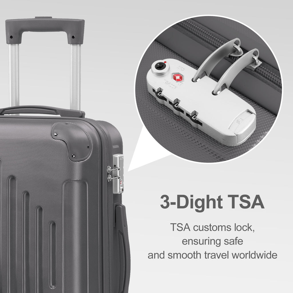 ABS Hardshell Spinner Luggage with Listed TSA Lock, 20, 24 or 28 Inch Size Options in Five Colors for Vacation Packing, Business Trips and Everyday Travel