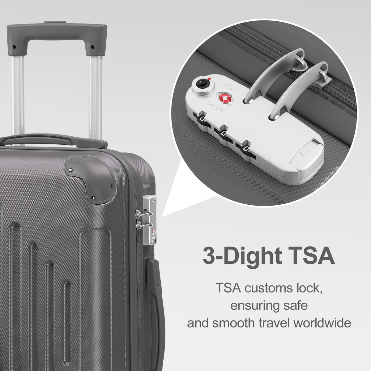 ABS Hardshell Spinner Luggage with Listed TSA Lock, 20, 24 or 28 Inch Size Options in Five Colors for Vacation Packing, Business Trips and Everyday Travel