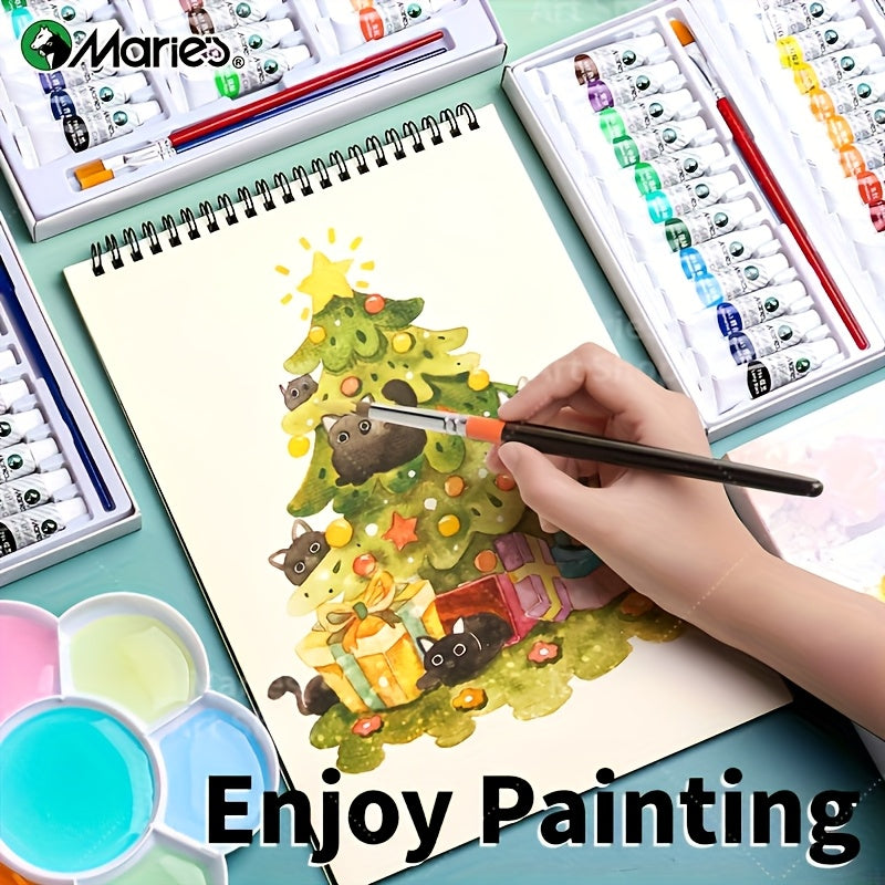 Gouache Paint Set with 36 Colors in Listed 12ml Tubes, Rich Coverage Reference for Adult Artists, Paper Painting, Compatible Canvas and DIY Crafts