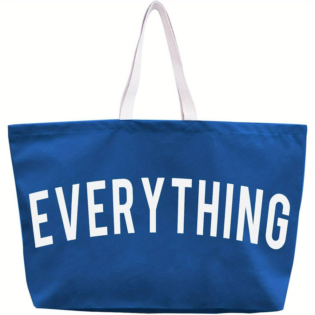 Letter Print Canvas Tote Bag for Women, Large-Capacity Top-Handle Shopping and Commuter Handbag in Multiple Colors for Everyday Errands