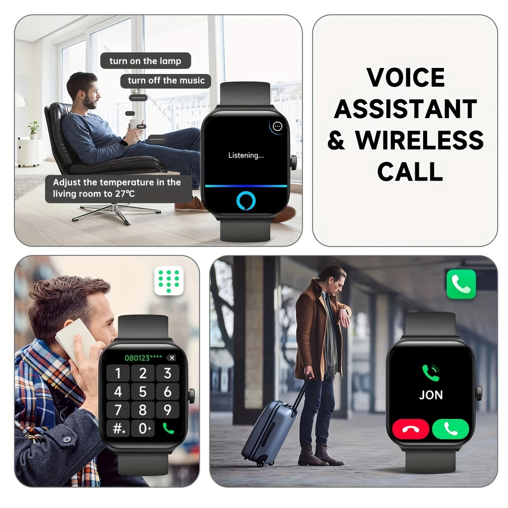 Voice Assistant Smart Watch for Men and Women, Wireless 5.4 Unisex Smartwatch with Call Answering, Voice Command Remote Control, Music Control, Fitness Tracker for iPhone Android, Couple's Set Options