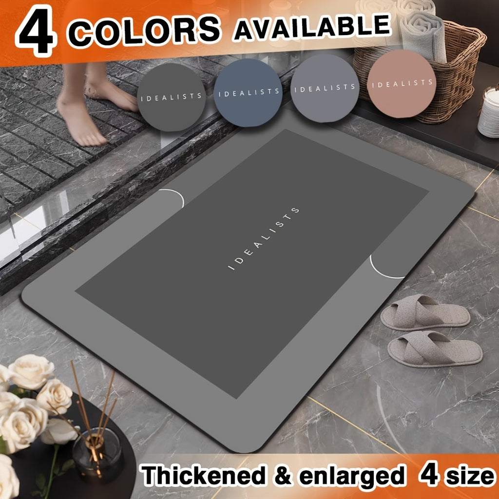 Soft Diatomaceous Earth Bath Mat, Absorbent Quick-Drying Bathroom Floor Mat in Dark Gray, Blue, Light Gray or Pink with Four Size Options for Home Use