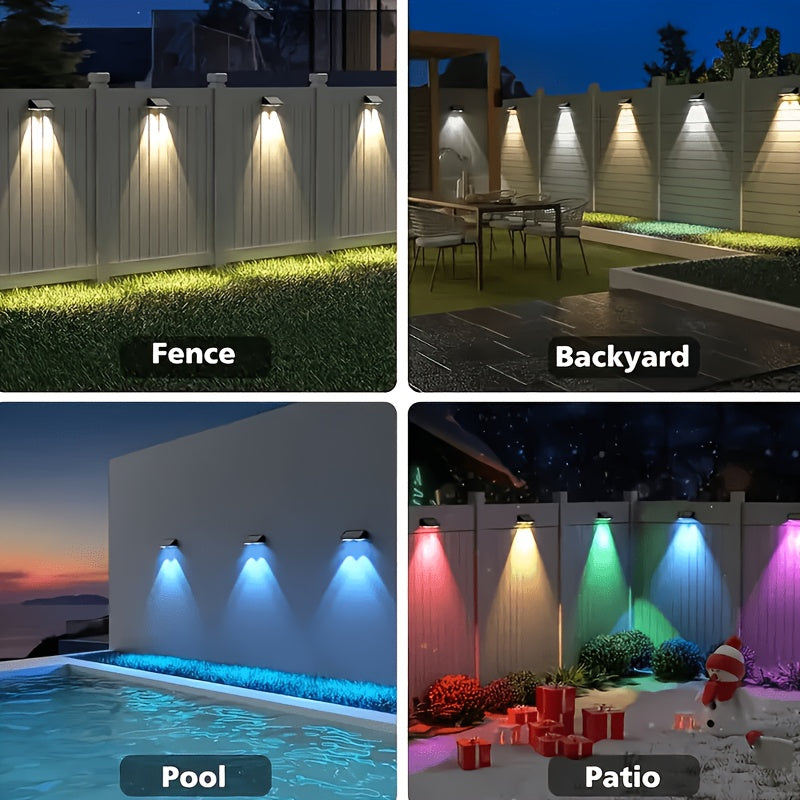 Solar Fence Accent Lights with Nine Lighting Modes, Listed 12-Light Set and Colorful Mode-24LEDs Option for Outdoor Walls, Railings, Patios and Deck Decor