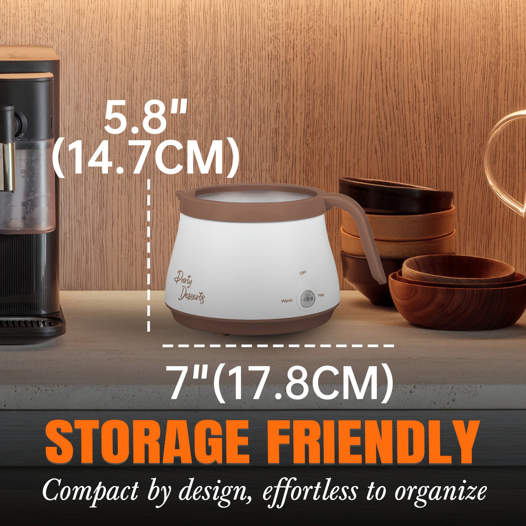 Candy Melting Pot with Listed One-Cup Capacity, Single Chocolate Preparation Pot in Brown or Gray for Cake Pops, Cookie Decorating and Homemade Cake Treats
