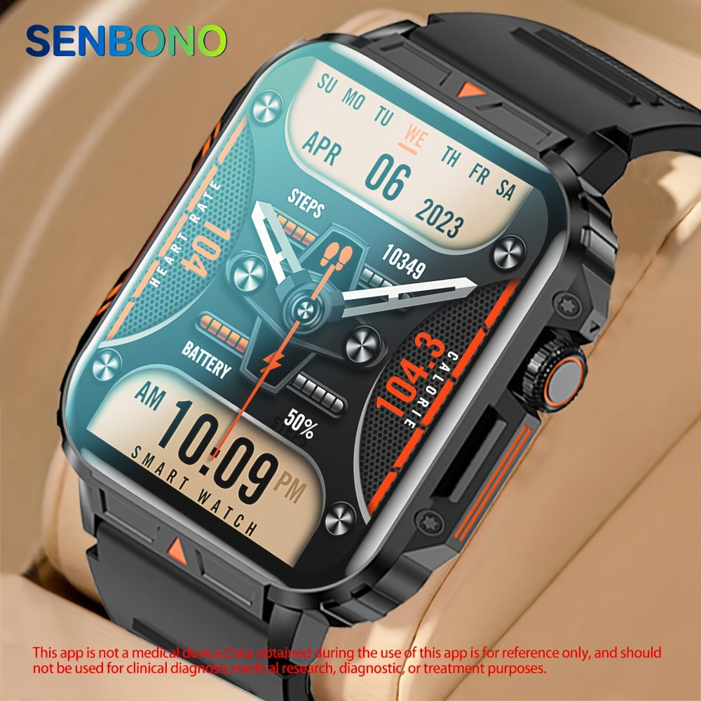 Calling Smartwatch for Men by SENBONO, 1.95-Inch Color Display, 340mAh Battery, 100+ Sports Modes and Changeable Watch Faces with FitCloudPro App Connection