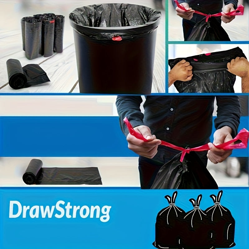 35 Gallon Black Trash Bags, 10-Count Single Roll of Polyethylene Garbage Liners for Compatible Large Bins, Household Cleanup, Hotel and Supermarket Use