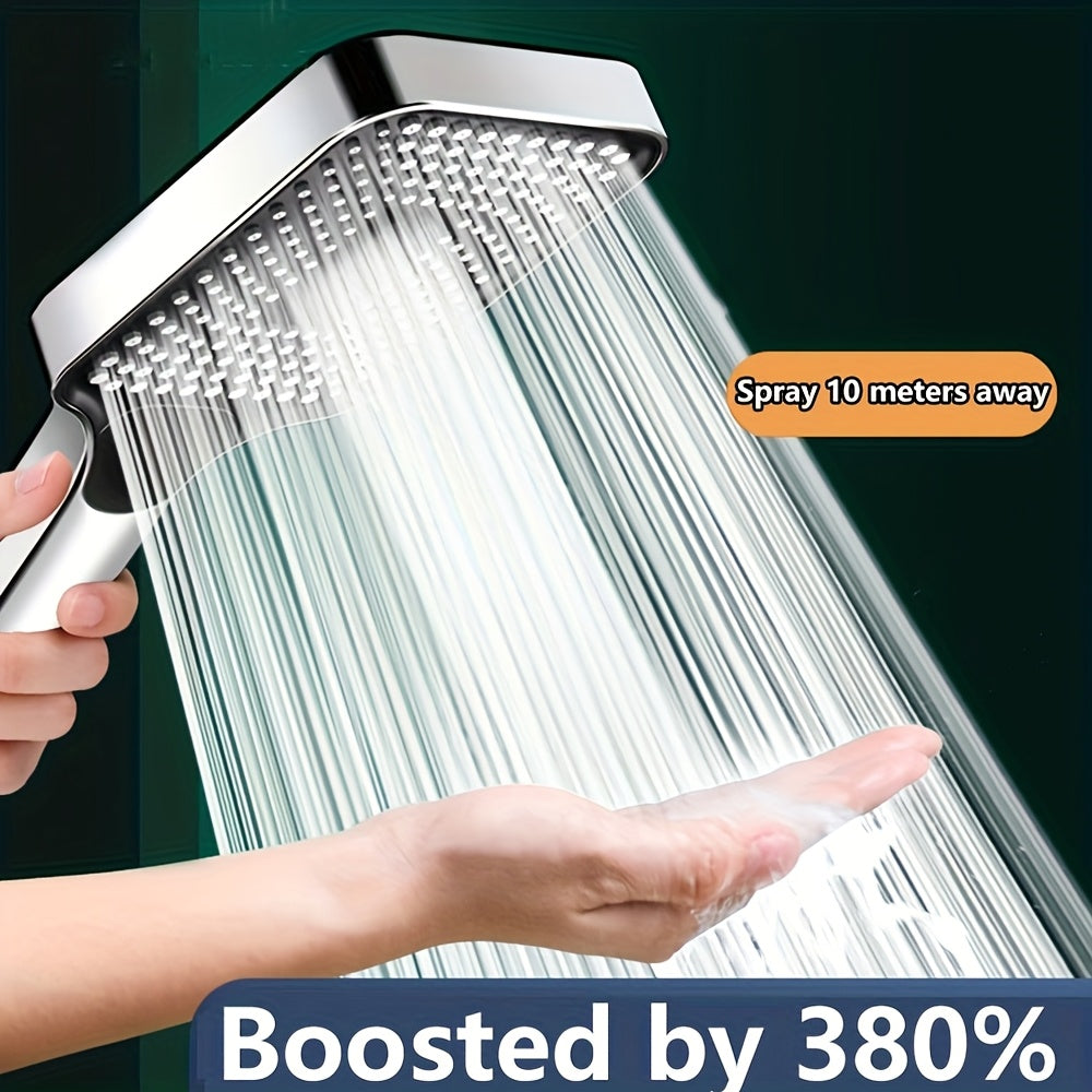 Square Rain-Style Shower Head with Three Water Flow Settings, Silvery Bathroom Shower Nozzle for Compatible Shower and Bathtub Plumbing Setups