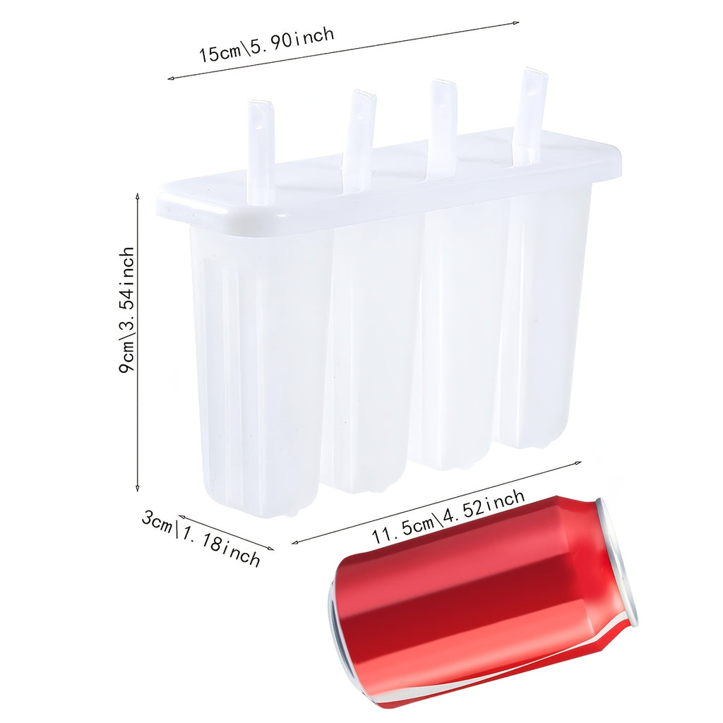 Popsicle Mold Tray with Four Listed Cavities and Lids, Plastic Homemade Ice Pop Maker with 1pc Option for DIY Summer Snacks and Frozen Dessert Preparation