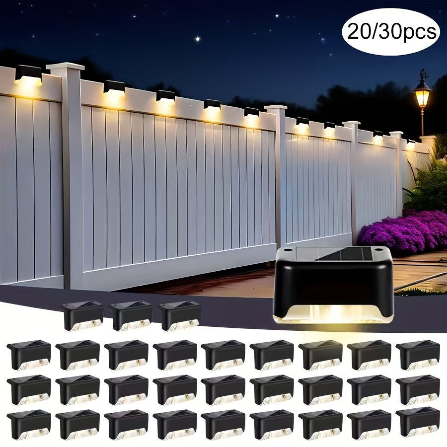 Solar Deck Lights Outdoor 30/20 Pack, Solar Step Lights Warm White LED, IP44 Waterproof Decorative Stair Lighting for Fences, Patio, Courtyards, Terraces, Garden Paths and Landscape