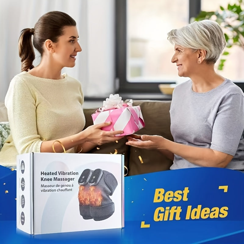 Wireless Heated Knee Massager with Vibration, Grey Button Single-Piece Pad with Listed Shoulder and Elbow Uses for Adult Home Comfort Routines