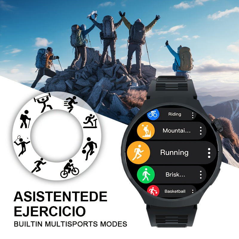 Round Screen Fitness Tracker Watch with Step Counter and Music Control, Listed Running, Cycling and Walking Modes in Black or Gray Everyday Watch Options