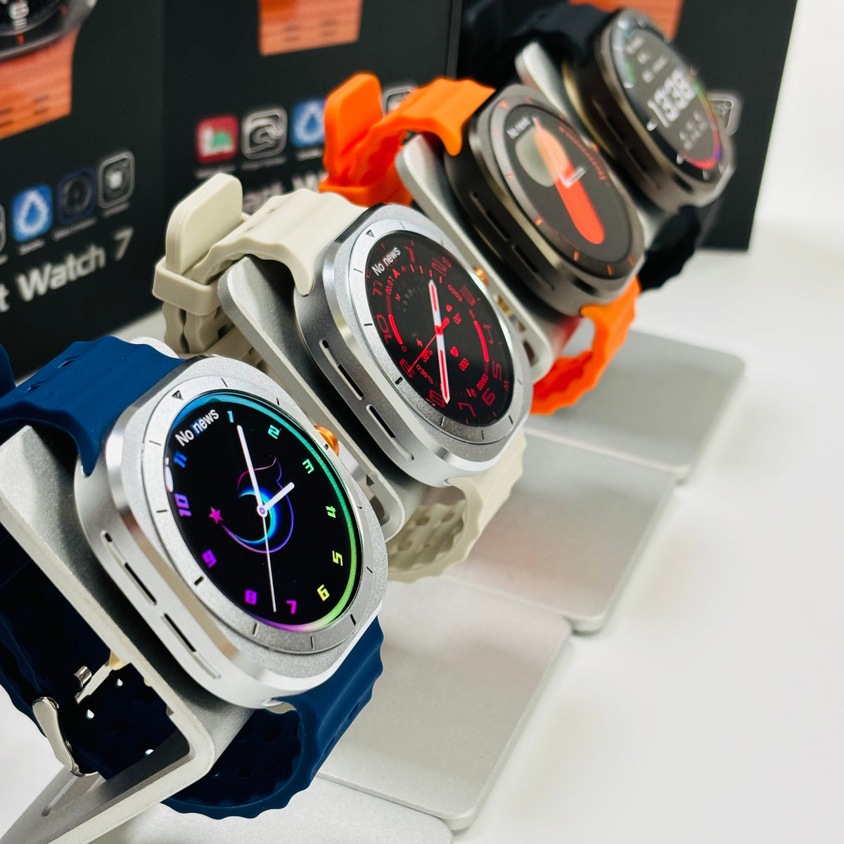 Wireless Calling Smartwatch with Customizable Watch Faces, Listed 100 Modes and Voice Assistant, Orange, Black, White or Blue Watch for Everyday Activity Tracking