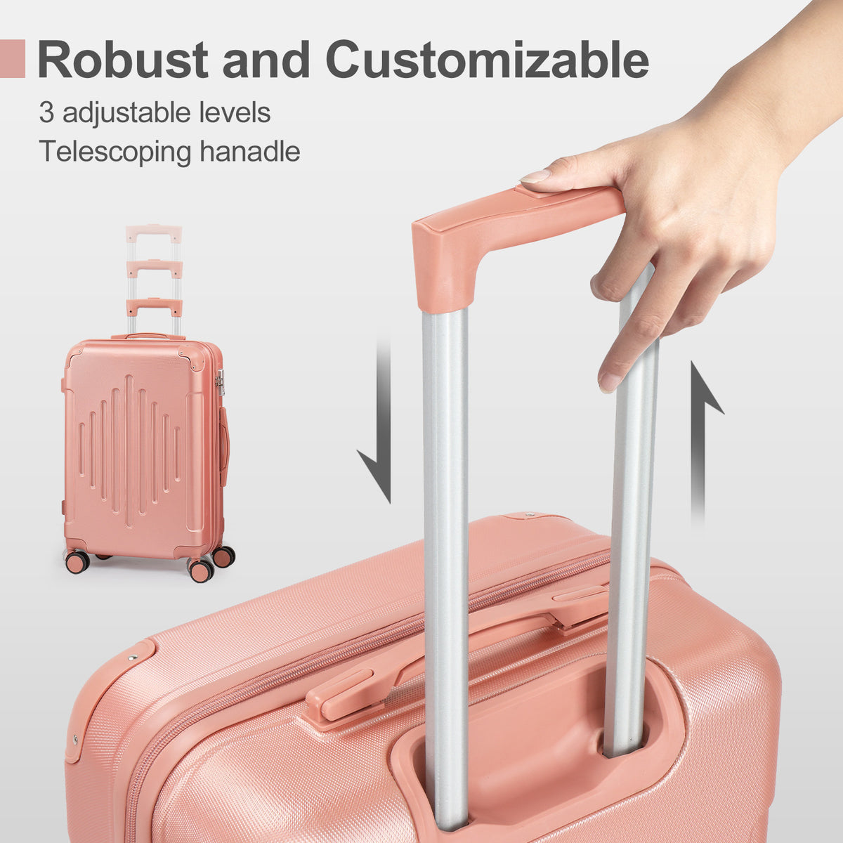 ABS Hardshell Spinner Luggage with Listed TSA Lock, 20, 24 or 28 Inch Size Options in Five Colors for Vacation Packing, Business Trips and Everyday Travel