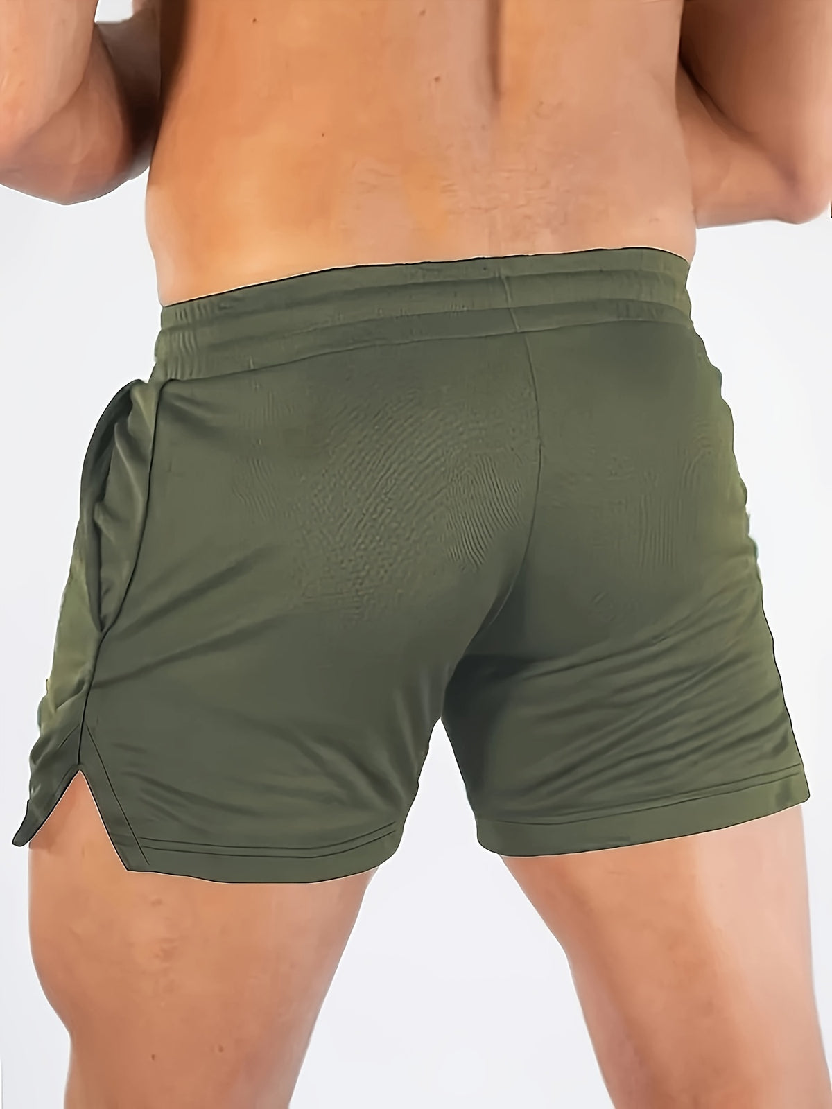 Men's Three-Quarter Fitness Shorts with Slim Stretch Styling, Lightweight Workout Pants for Running and Gym Routines in Black, Grey or Olive Green, S–XL