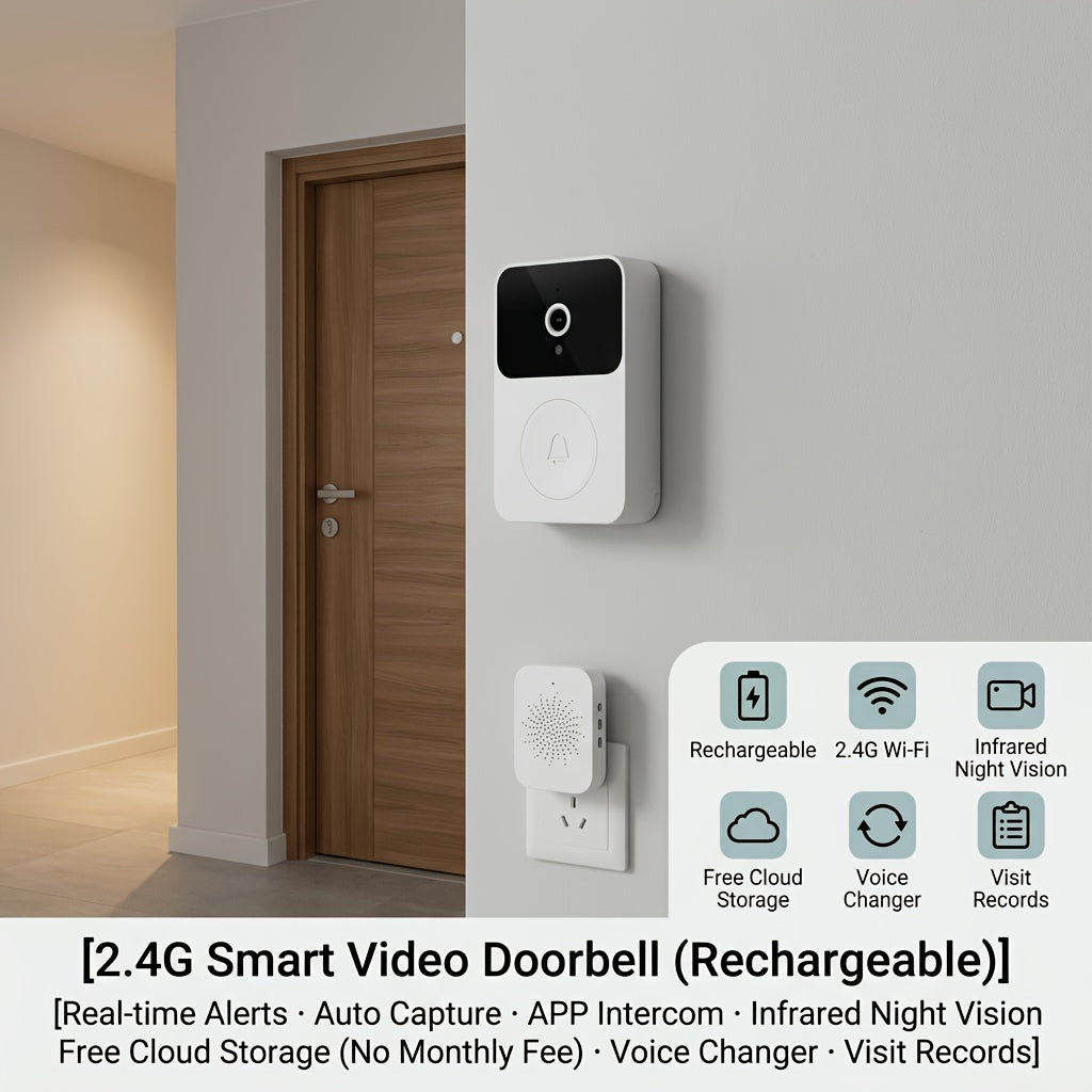 1 Set, Doorbell Camera Wireless No Subscription, Water Resistant Wireless Video Doorbell, Equipped with A 4. 3-inch Display, Real-time Communication Is Like Making A Phone Call, No Need for Button Intercom, One Click Answer, Fisheye Wide-angle Lens