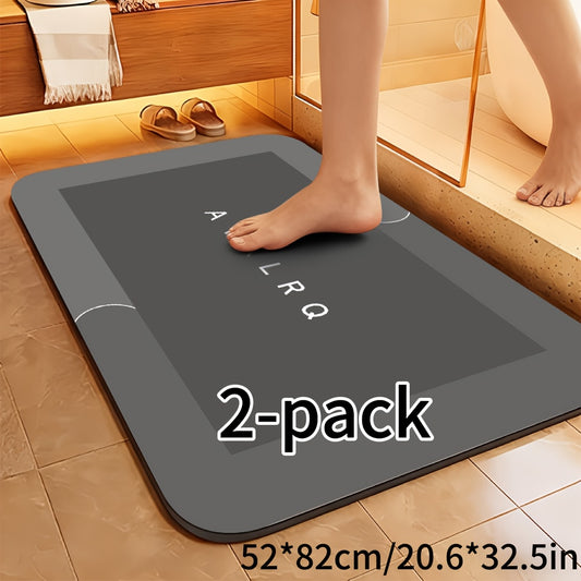 Diatomite Bath Mat with Soft Water-Absorbing Design Reference, Three Size Groups and Single or Two-Piece Pack Labels for Bathroom, Kitchen and Laundry Floors