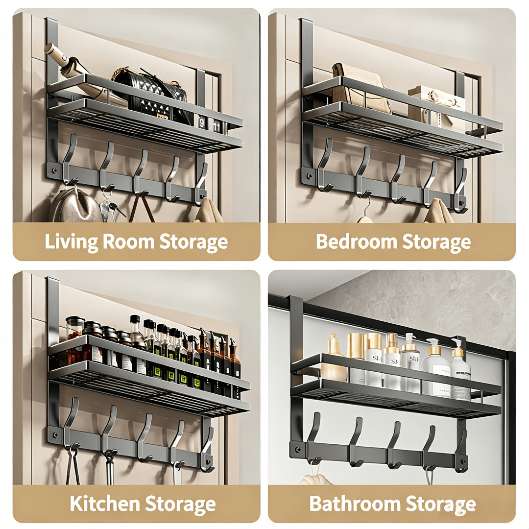 Black Wall-Mounted Coat Rack with 4-Hook, 6-Hook or Thickened 8-Hook Options for Entryway Clothing Organization and Everyday Hanging Storage