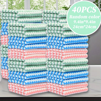 Small Square Washcloths 40-Pack with Listed 9.4 x 9.4 Inch Size, Soft Absorbent Bathroom Cloths in Random Colors with Standard or Striped Options