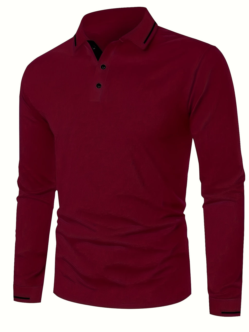 Men's Long Sleeve Polo Shirt, 100% Polyester with Slight Stretch, Regular Fit and Rib-Knit Details for Casual Golf and Spring-Fall Outfits