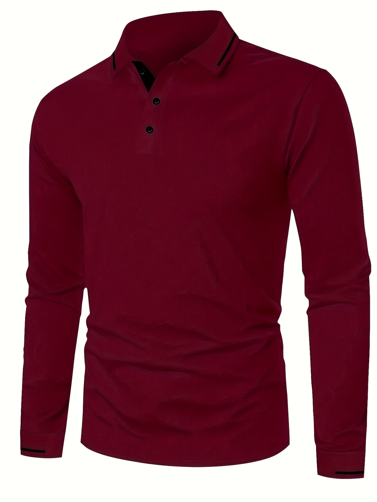 Men's Long Sleeve Polo Shirt, 100% Polyester with Slight Stretch, Regular Fit and Rib-Knit Details for Casual Golf and Spring-Fall Outfits