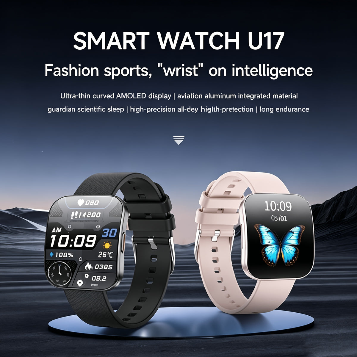 Curved Touchscreen Smart Watch, 1.85-Inch Calling Watch with Message Reminders, Multiple Sports Modes, Camera and Music Controls for iPhone and Android