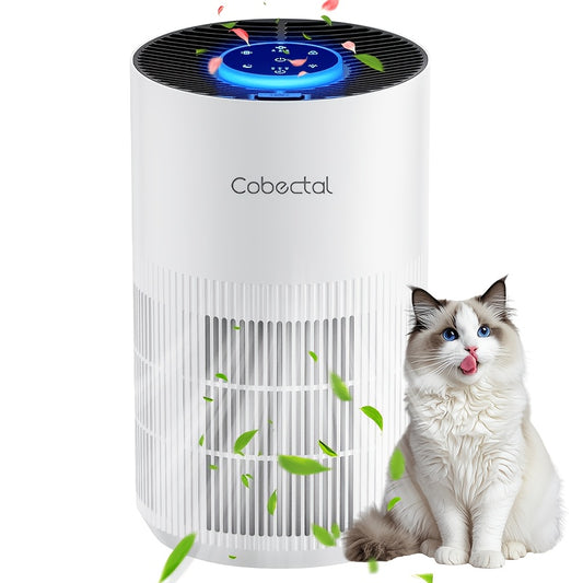 360-Degree Intake Compact Air Purifier with Listed Three Fan Speeds, 2/4/8-Hour Timer, Sleep Mode and Aroma Area in White, Black and Coded Option Labels