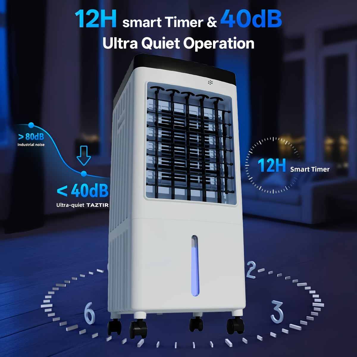 Three-in-One Air Cooler Fan in White with Listed Humidifier, Misting, Remote Control and Oscillation Features for Suitable Patio and Garden Lounging Areas