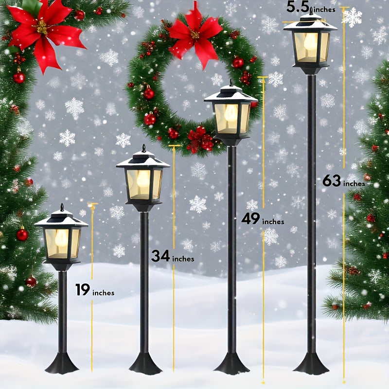 Solar Lamp Post Lights Two-Piece Set with Listed 63-Inch Aluminum Design and Warm White Light for Decorative Garden Paths, Front Yards and Seasonal Outdoor Displays