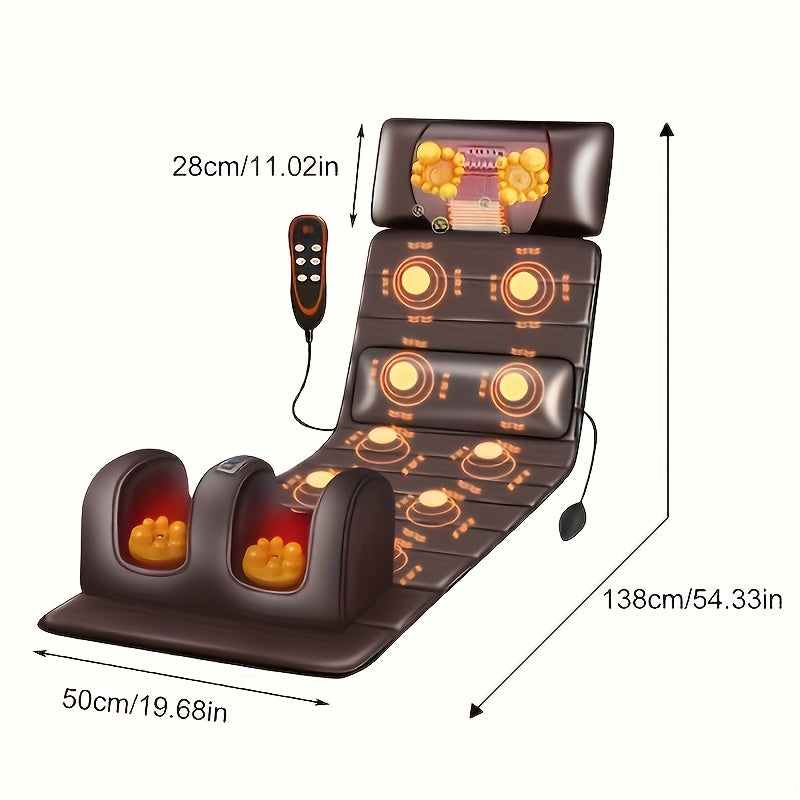 1 Set of Large Brown Full Body Heating Massagers, 2 Styles of PU Material, with Neck And Foot Devices And Massage Headrest, Lumbar Pillow, Timer Vibration Massager, Comfortable And Wear-Resistant, Non-Slip Bottom, Suitable for Home