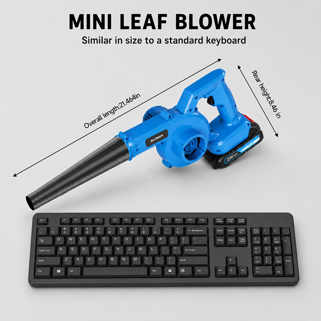 Cordless Leaf Blower and Vacuum with Extension Tube for Yard Cleanup, Handheld Tool in Black One-Battery, Blue Two-Battery and Five-Piece Kit Options