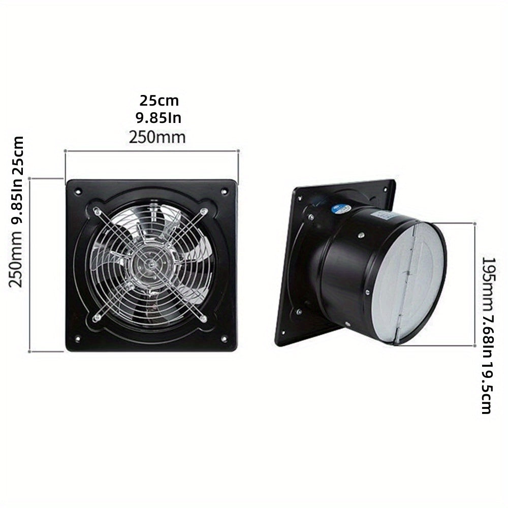 8 Inch Exhaust Fan, 40W Through-Wall Ventilation Fan with Switch, Pure Copper Motor & Backdraft Damper, Metal Fume Extractor for Kitchen, Bathroom, Attic, Garage, Shop, Smoking Room
