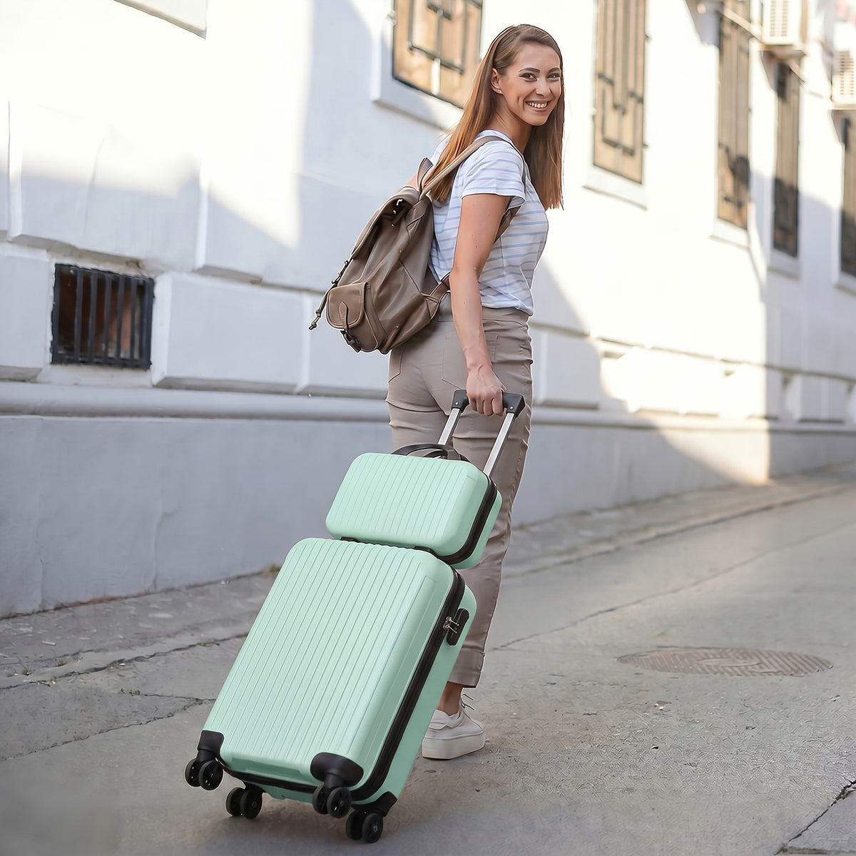 Two-Piece Travel Luggage with Hardside Spinner Suitcase References, Eight Variant Choices and Selected 20-Inch Case Plus Backpack Options for Trip Packing