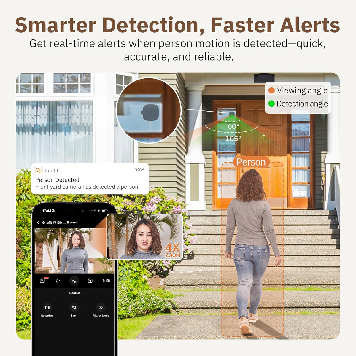 4MP Wireless Window Camera with Dual-Band WiFi, Two-Way Audio and Motion Tracking, AI Blacklight or Full-Color Single-Camera Options for Indoor Pet Monitoring