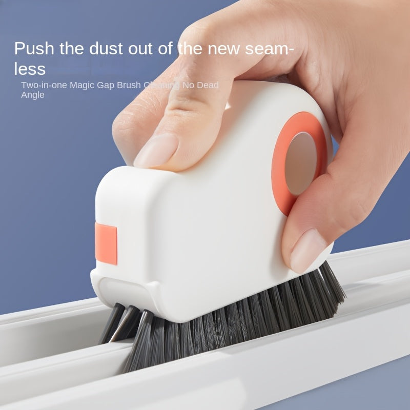 Window Track Cleaning Brush Set with Large and Small Brushes, 2-Piece Detachable Plastic Scrubbers for Door Tracks, Window Sills and Household Gaps