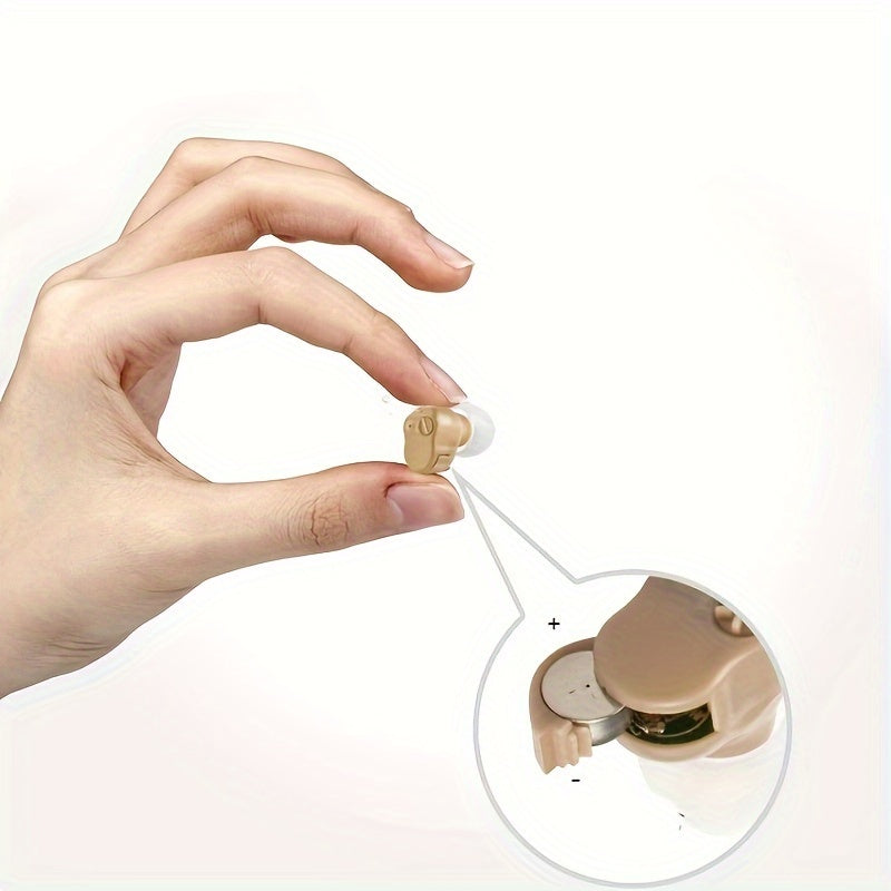 Battery-Powered Hearing Aid A10 with Compact Mini Amplifier Design and Three Listed Ear Tip Sizes, Non-Rechargeable 1pc or 2pcs Options for Adults