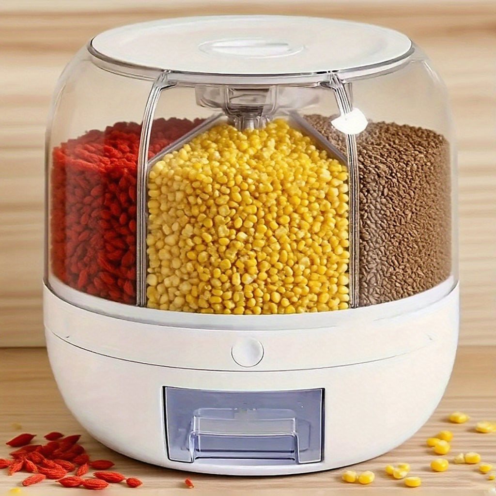 Rotating Rice Dispenser with Push-Button Release, Listed 22-Pound Capacity and 360-Degree Swivel Design for Kitchen Rice and Dry Grain Storage