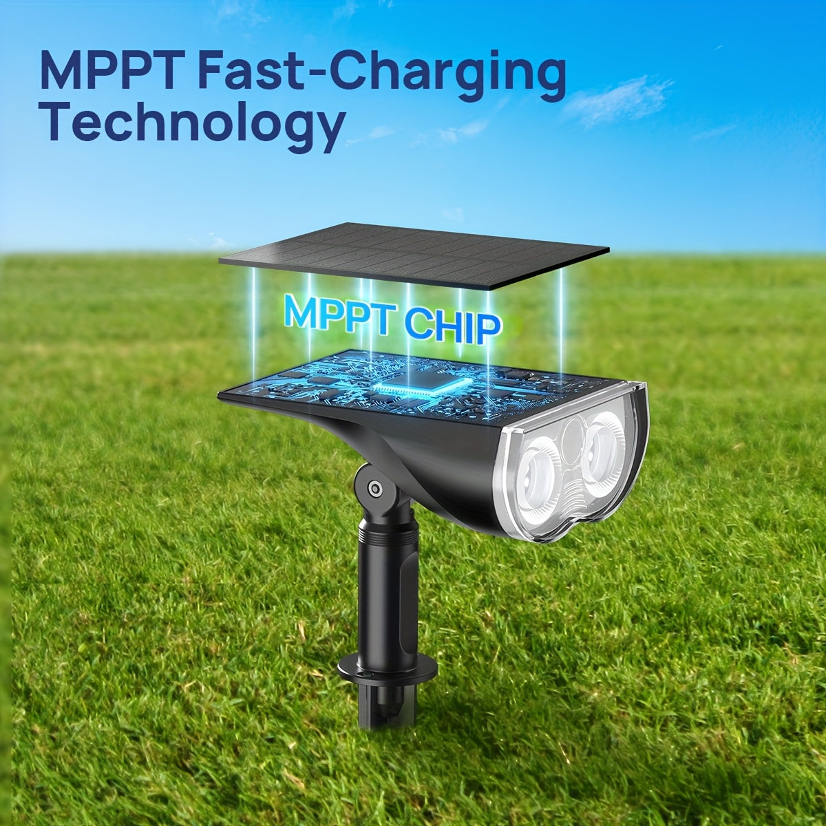 Smart Solar RGB Spotlights with Listed AiDot App Control, Adjustable White Light, Music Sync and Scheduling, Multicolor Two-, Four- or Six-Piece Package Labels