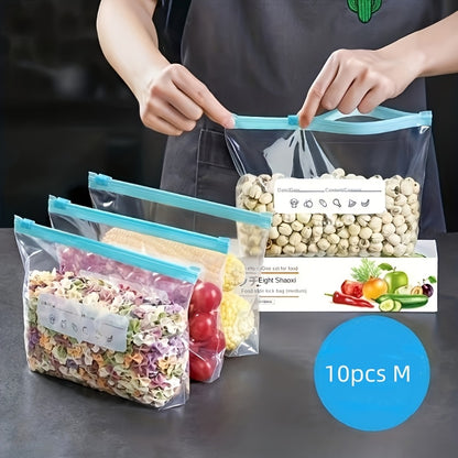 Reusable Zipper Food Storage Bags for Fresh Produce, Fruit and Kitchen Organization, with Small, Medium, Large and 20 or 30-Piece Selection Labels